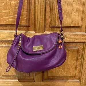Marc Jacob’s purple leather bag with Armstrong and glittery Marc charm